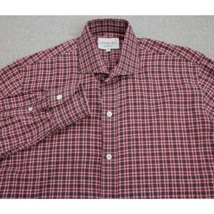 Ledbury Shirt Mens 15.5 - 34 Plaid Long Sleeve Button Up Barrel Cuff Dress